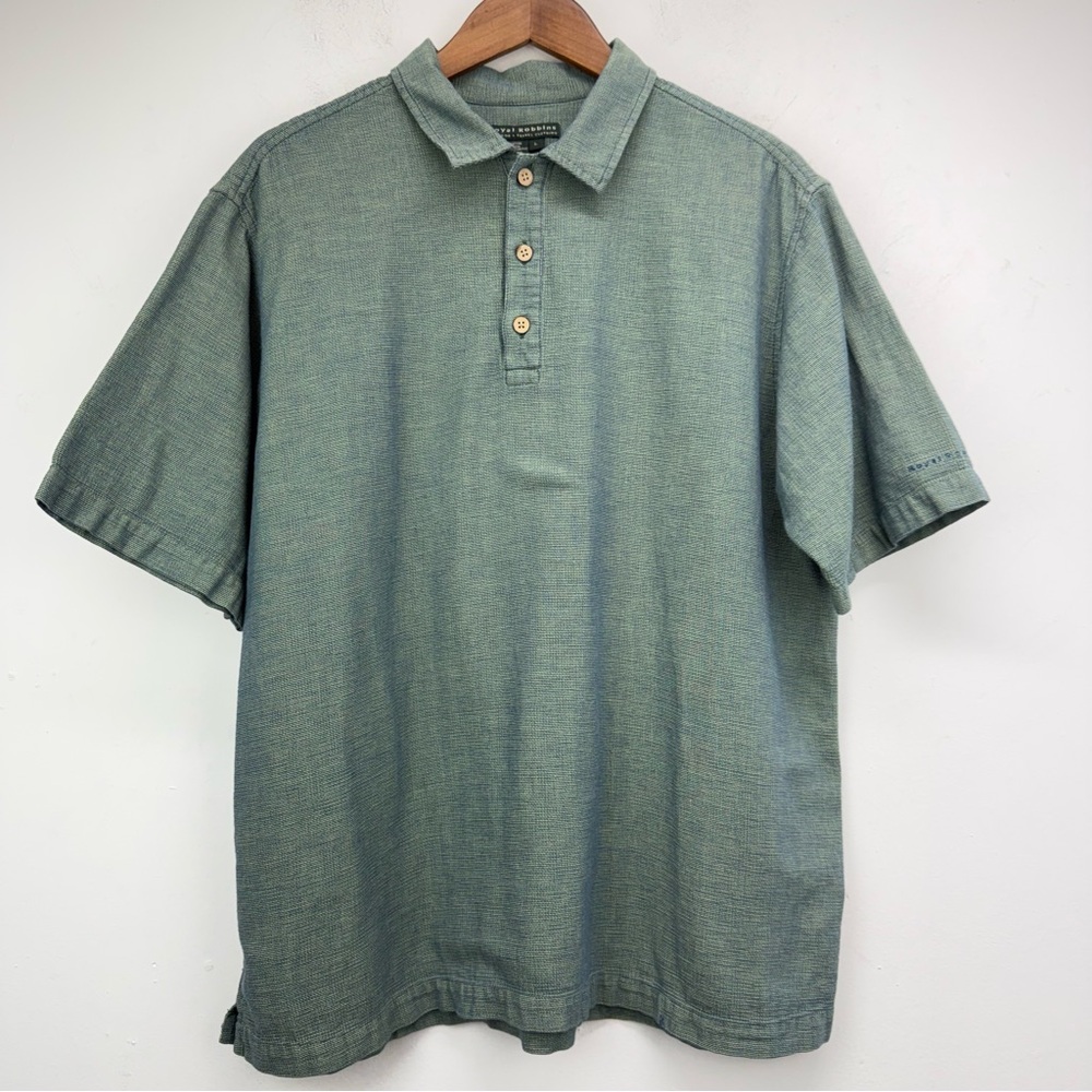 Royal Robbins size Large Men’s Green Blue Iridescent Short Sleeve Polo Shirt